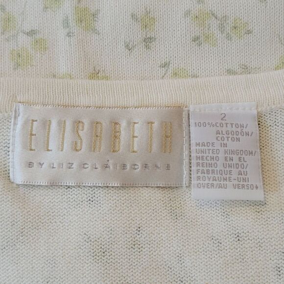 Elizabeth By Liz Claiborne Cream Floral Patterned Sleeveless Sweater Size 2 - Picture 5 of 7